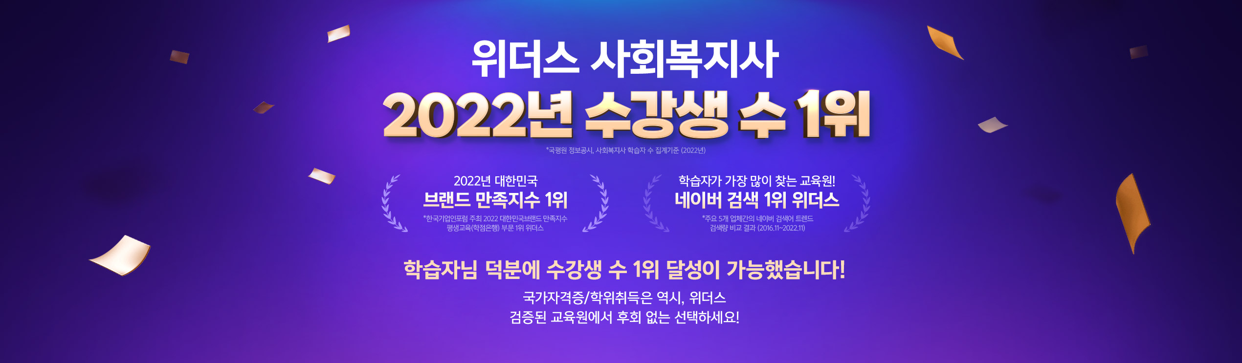 전위더스 사회복지사 2022년 수강생 수 1위