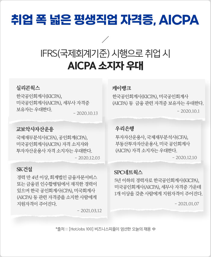 취업 폭 넓은 평생직업 자격증, AICPA